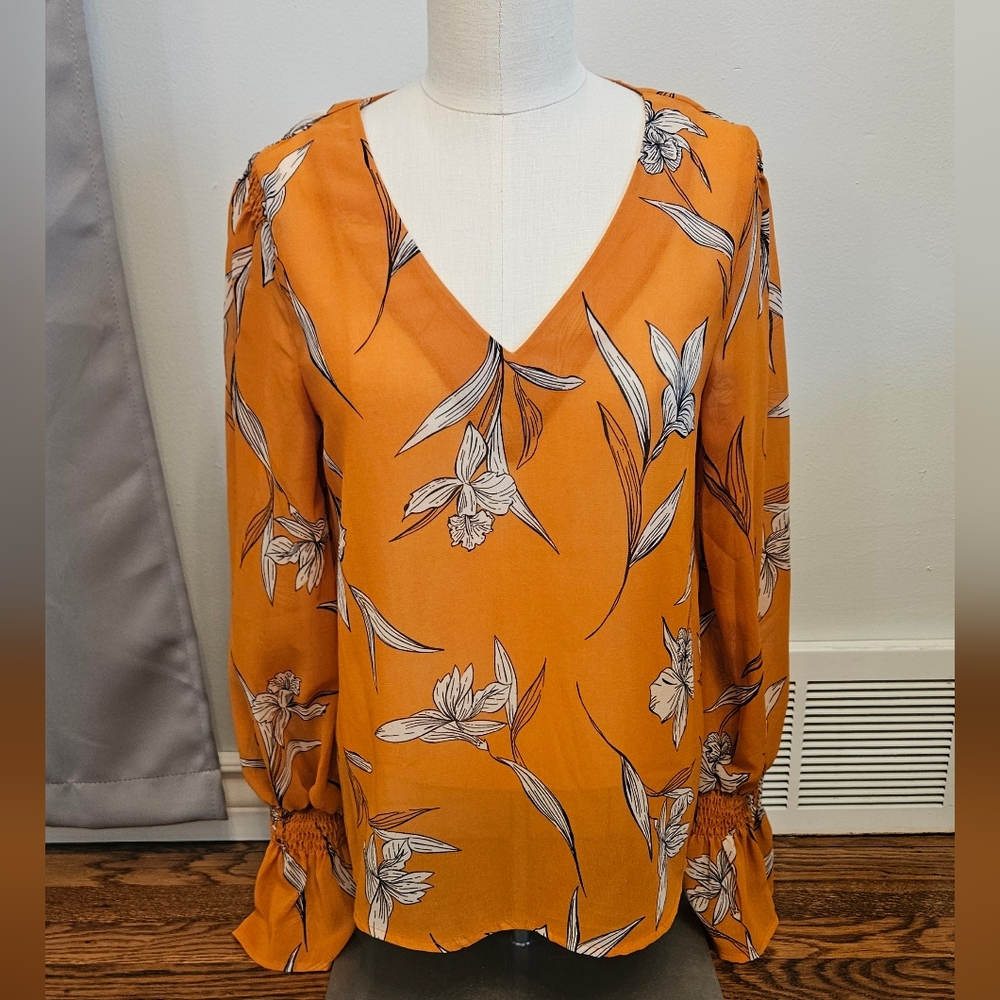 Target A New Day Orange Floral Blouse size XS